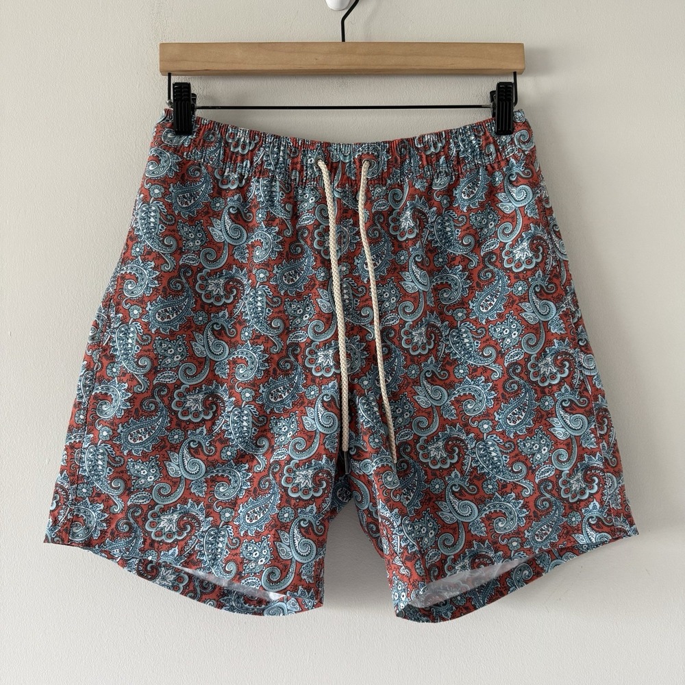 Fair Harbor Lined Swim Trunks Mens Medium Paisley Beach Vacation Drawstring